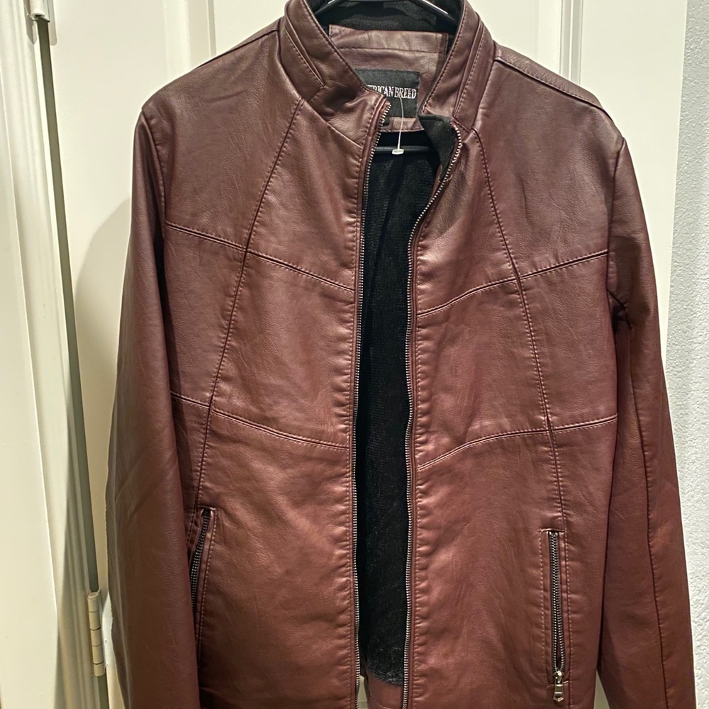 American Breed Leather Jacket - Size S - Burgundy